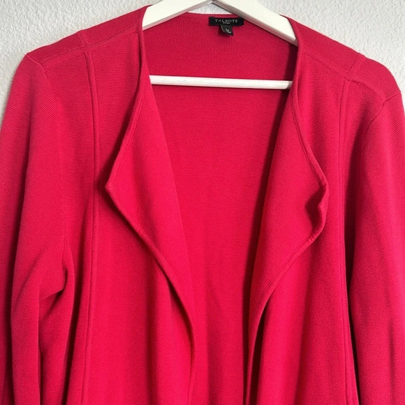 Talbots Petites Rayon Cotton Dark Pink Open Cardigan Sweater Womens Size Large P - Picture 3 of 10